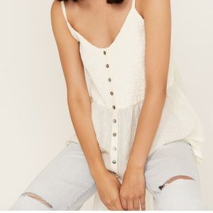 Cleo + Wolf Women’s Smocked Button Front Woven Tank Top - XS (A9)